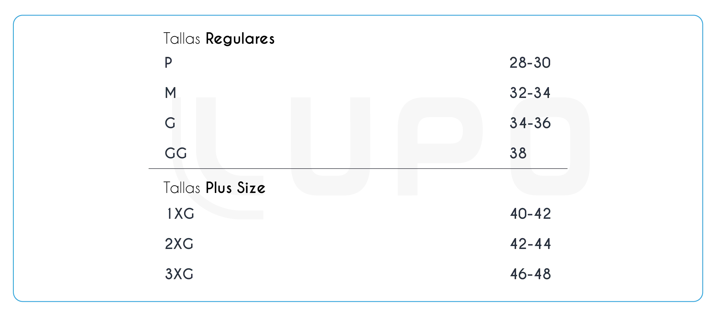 guía de tallas lupo boxers